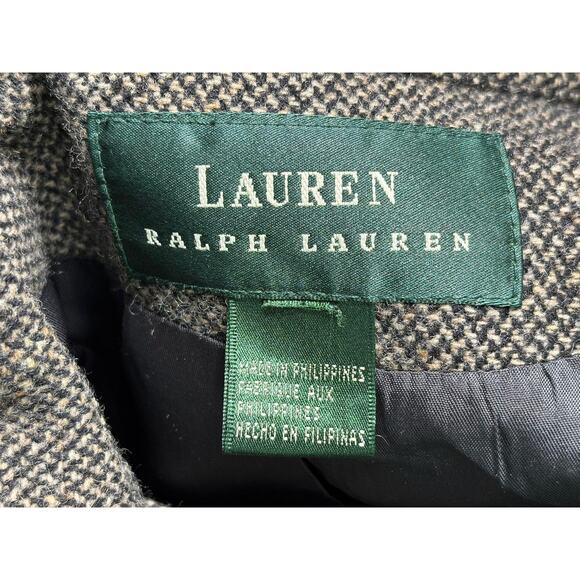Lauren Ralph Lauren Jacket Womens Large Gray Tweed Herringbone Zip Front Lined - Picture 3 of 5
